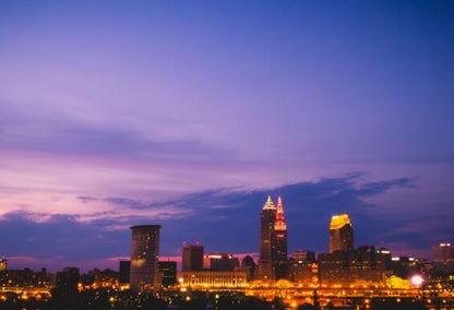Cityscape horizon over Downtown Bozeman, Montana in the late evening